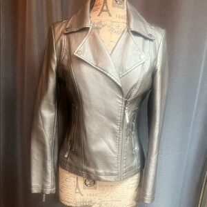 Max Studio Women's Metallic Faux Leather Jacket